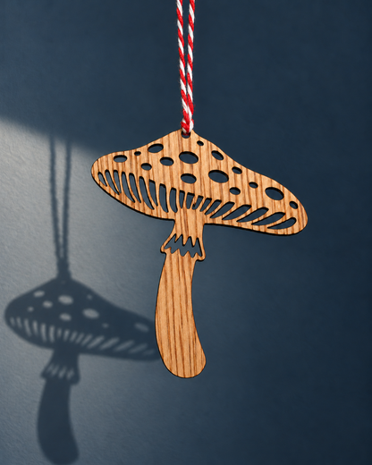 Wooden Mushroom Christmas Decorations