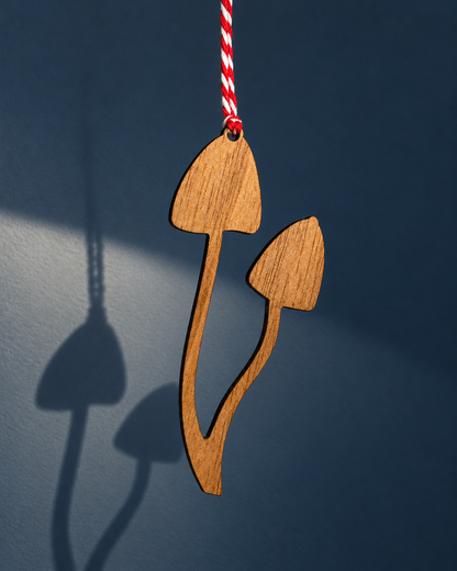 Wooden Mushroom Christmas Decorations